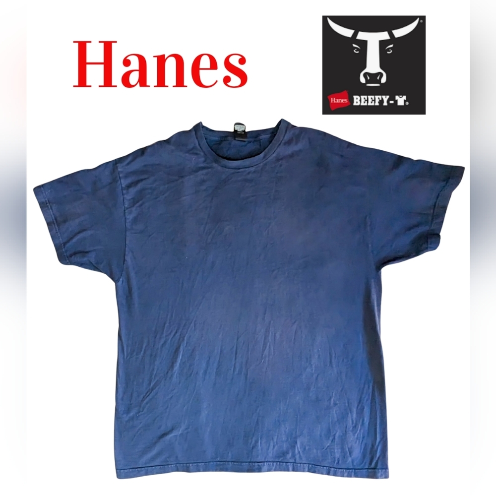 Hanes BEEFY Tee size 2XLT, GUC navy colour crew neck t shirt